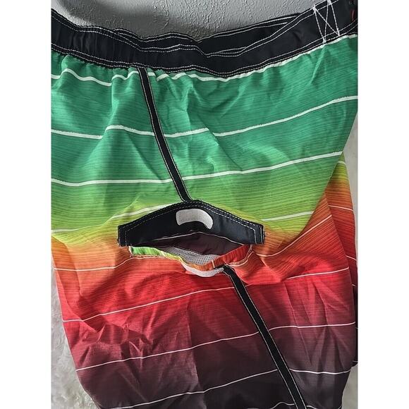 OP Ocean Pacific Rasta Swim‎ Board Shorts Green Red Pool XL Vacation Cruise - Picture 3 of 12
